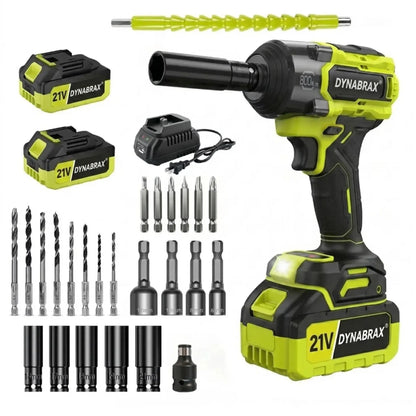 DYNABRAX X60 3-in-1 Cordless Impact Wrench 21V, 590 FT-LBS (800 N.m) High Torque Electric Impact Gun 1/2"