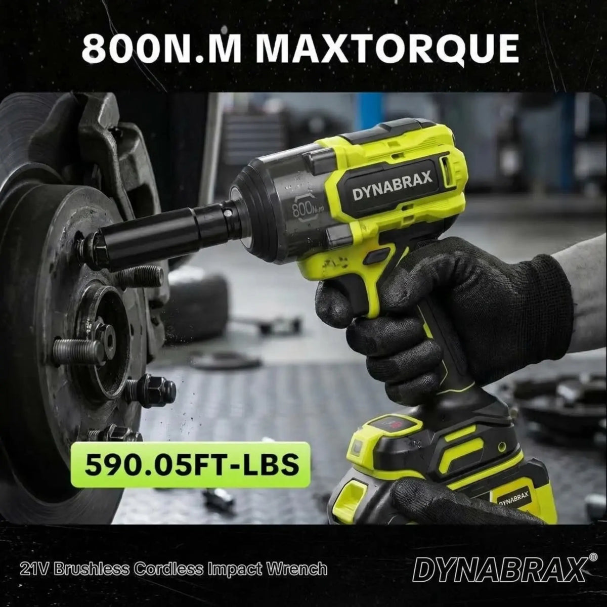 DYNABRAX X60 3-in-1 Cordless Impact Wrench 21V, 590 FT-LBS (800 N.m) High Torque Electric Impact Gun 1/2"