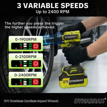 DYNABRAX X60 3-in-1 Cordless Impact Wrench 21V, 590 FT-LBS (800 N.m) High Torque Electric Impact Gun 1/2"