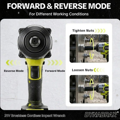 DYNABRAX X60 3-in-1 Cordless Impact Wrench 21V, 590 FT-LBS (800 N.m) High Torque Electric Impact Gun 1/2"